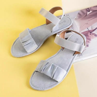 OUTLET Graue Damensandalen aus Öko-Wildleder Wiskonsin - Schuhe
