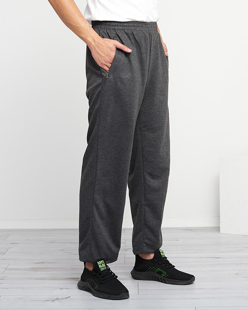 Темно-сірі чоловічі прямі спортивні штани з кишенями - Одяг