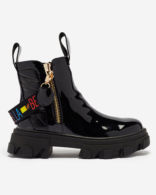 Чорні жіночі лаковані чоботи Osallu