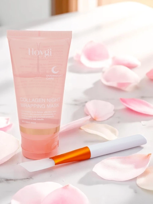 Колагенова маска для обличчя, зволожуюча та антивікова, з пензлем для нічного використання