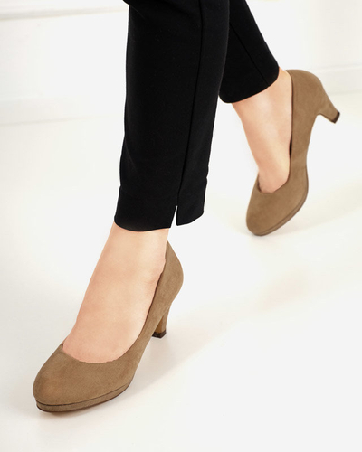 OUTLET Жіночі туфлі на шпильці кольору хакі Troerqa - Взуття