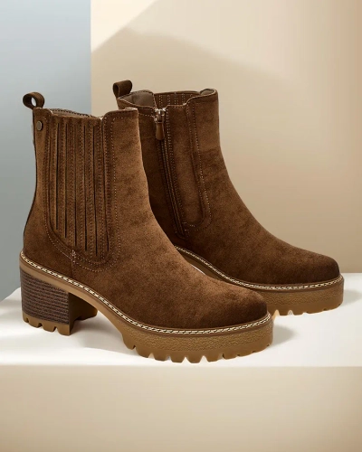 Royalfashion Eco-Wildleder Damen Stiefeletten auf einem Pfeiler Segiag