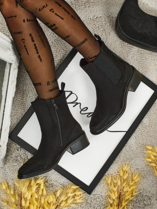 Ботильйони жіночі еко замшеві оздоблені цирконами TangleMist