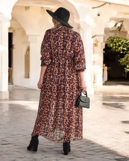 Жіноча максі-сукня Royalfashion Camel з візерунком