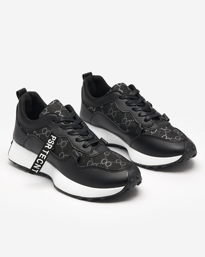 Schwarzer Damen-Sportschuh mit modischem Tentis-Muster - Footwear