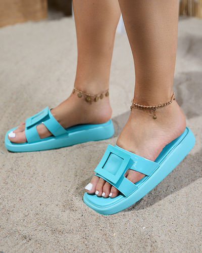 Mintfarbene Damenhausschuhe mit Zegor-Ornament - Schuhe