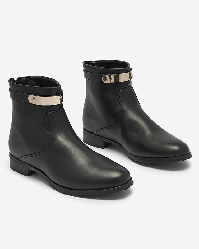 Damenstiefel mit Goldverzierung in Schwarz Hontes- Footwear