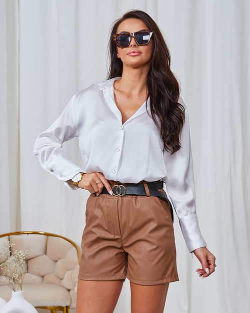 Royalfashion Eco Leder Shorts für Damen in der Farbe camel