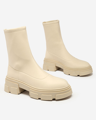 Royalfashion Damenstiefel aus Öko-Wildleder in Beige Classy Girl