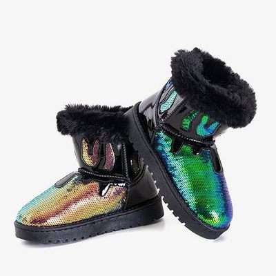 OUTLET Schwarz-goldene Kinderschneeschuhe mit Pailletten Minniq - Footwear