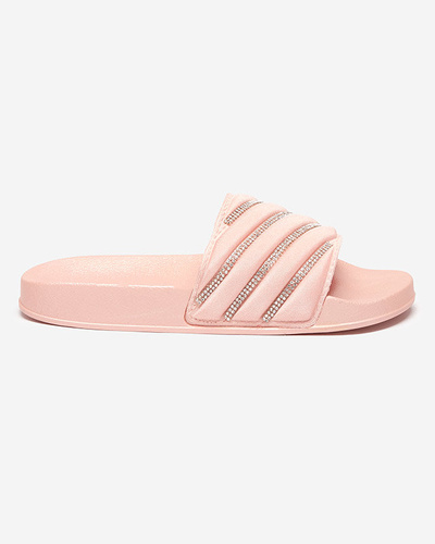 Hellrosa Damenhausschuhe mit Zirkonia Mytaris - Schuhe