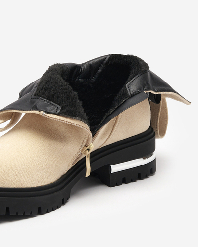 Cremefarbene Damenstiefel mit flachem Absatz Dezi - Footwear