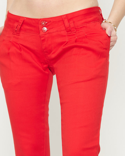 Damenhose aus rotem Stoff mit niedriger Taille - Kleidung