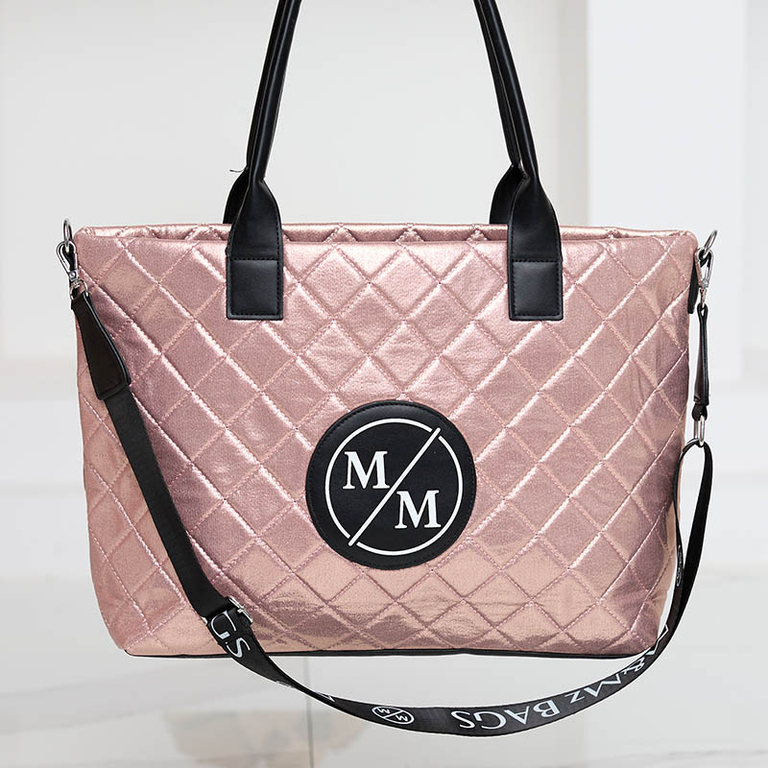 Gesteppte Glitzer-Shoppertasche für Damen in Rosa - Accessoires