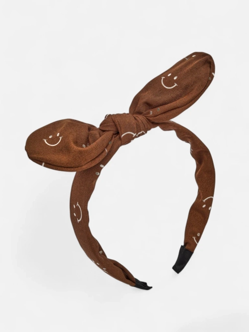 Royalfashion Дитяча пов'язка на волосся з бантиком з принтом у вигляді усміхнених облич