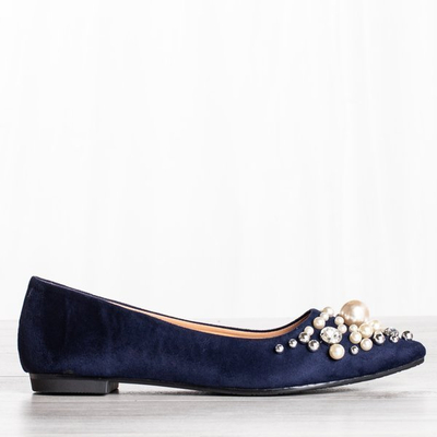 Marineblaue Ballerinas mit Perlen und Zirkonen Eithne - Footwear