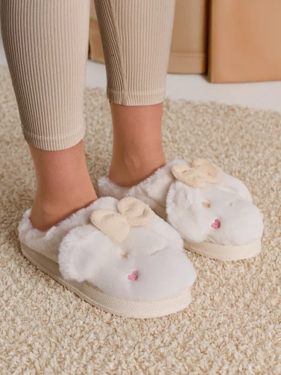 Royalfashion Damen-Fellslipper mit einer Schleife Savos