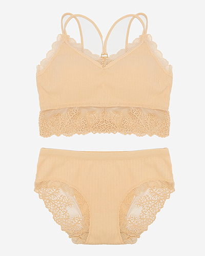 Damen-Unterwäsche-Set mit beiger Spitze - Unterwäsche