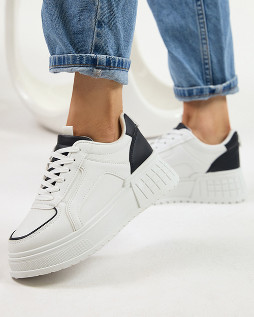 Чорно-білі жіночі кросівки на масивній підошві Cerecha