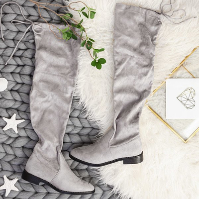 Graue Stiefel aus Öko-Wildleder Taramina - Schuhe 1