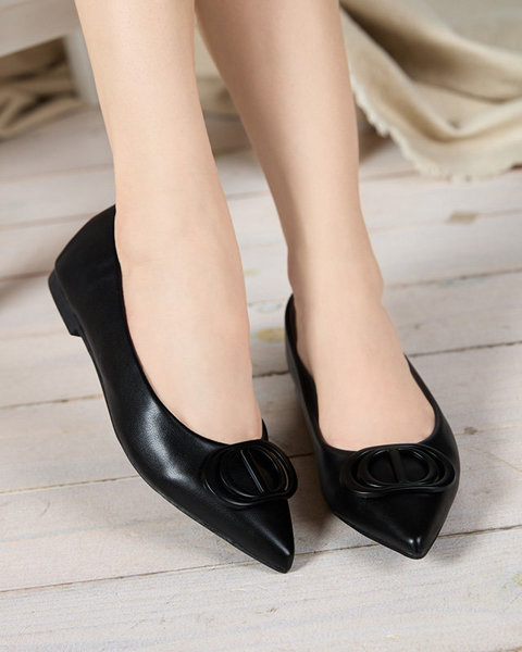 Schwarze, spitze Ballerinas für Damen mit einem Ornament an der Spitze Manico - Footwear