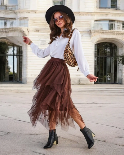 Жіноча двошарова міді-спідниця Royalfashion