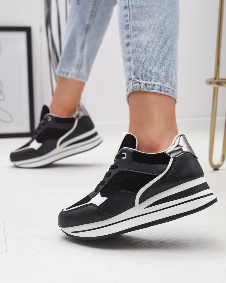 Schwarze sportliche Damen-Sneaker mit Anker Aqosda- Footwear