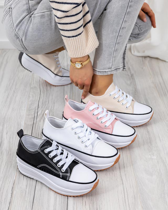 Hellrosa Damen-Sportschuhe a'la Turnschuhe Tenemika aus Kunstleder - Schuhe