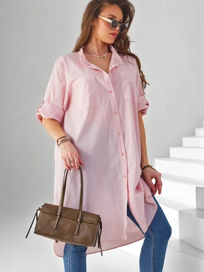 Royalfashion Baumwolle lange Damen Oversized-Bluse