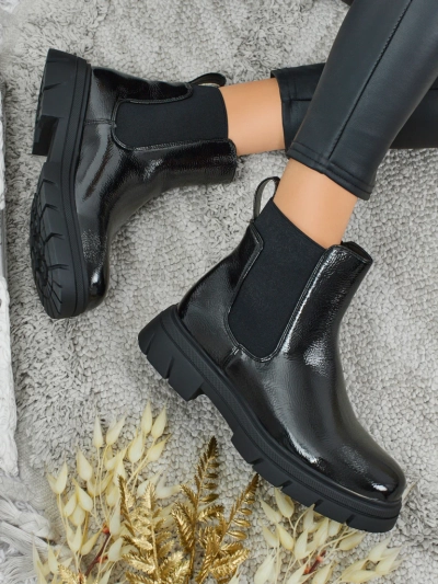 Stiefeletten aus lackiertem Öko-Leder Oryss