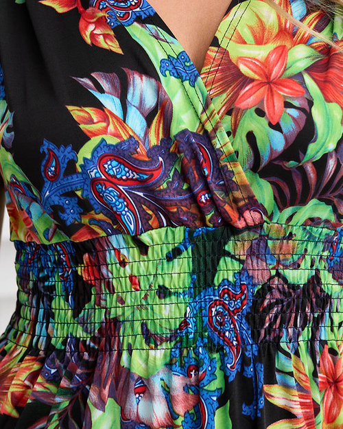 Жіноча зелена квітчаста максі сукня - Одяг