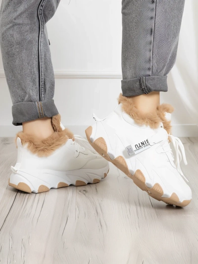 Weiße Sport-Sneaker für Damen mit Nonua-Pelz - Schuhe