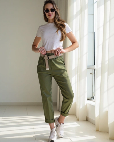 Royalfashion Жіночі прямуваті штани з віскози з поясом