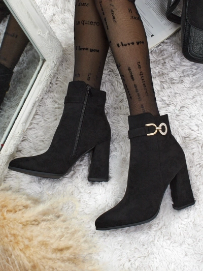 Damen Stiefeletten Öko-Wildleder mit Blockabsatz Victi