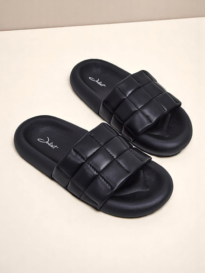 Royalfashion Damen Pantoletten mit flacher Sohle Quilt Walk