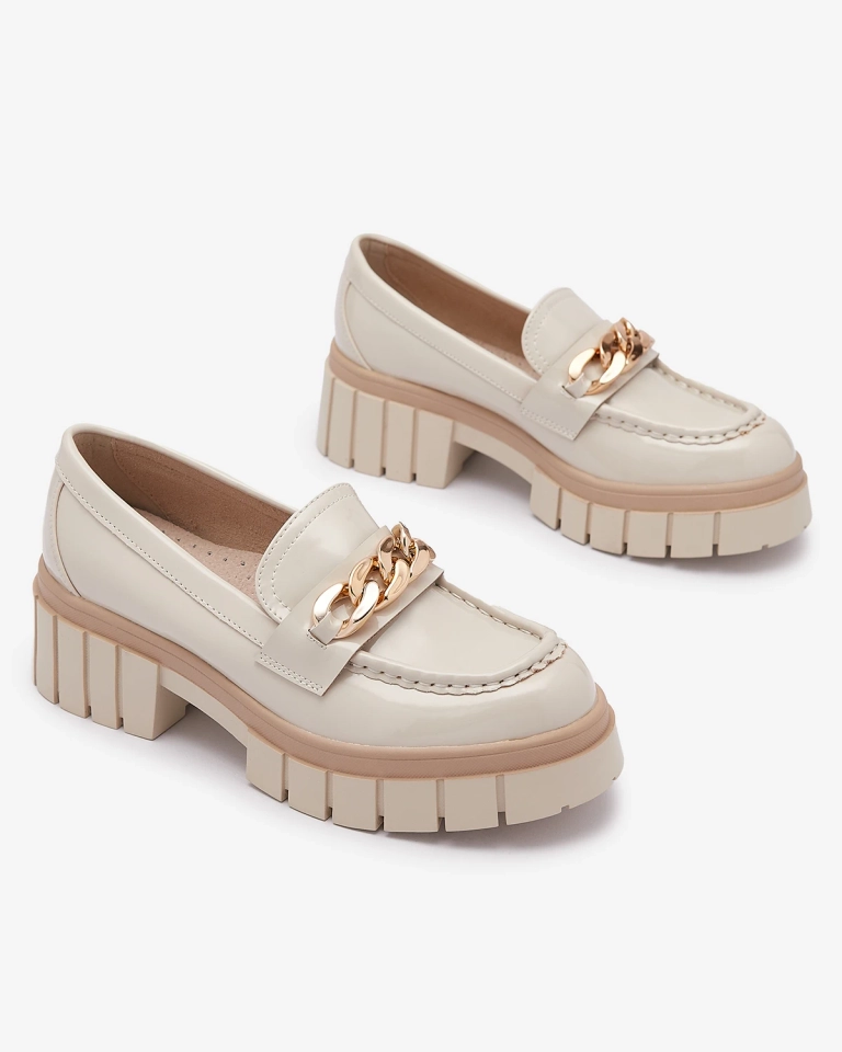 Lackierte Damen Mokassins in Beige Aquan- Footwear