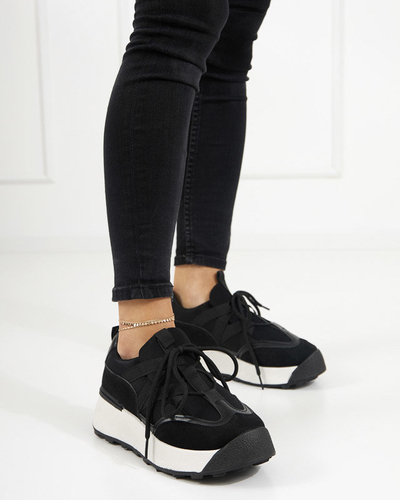 OUTLET Schwarze Damen-Sportschuhe mit höherer Sohle Kanislo - Footwear