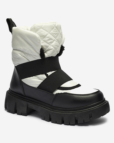 Damen-Schneestiefel mit flacher Sohle in schwarz-weiß Ferory- Footwear