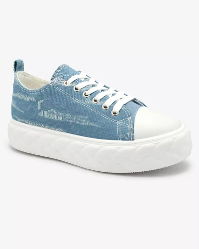 Royalfashion Blaue Damen Denim Sneakers mit geriebenem Nerolera