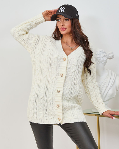 Светр довгий без ґудзиків Royalfashion Ecru