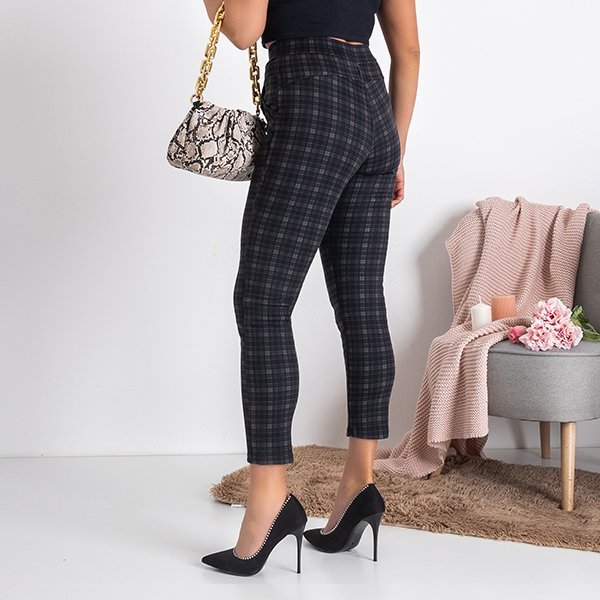 Schwarze isolierte karierte Damenhose PLUS GRÖSSE - Kleidung