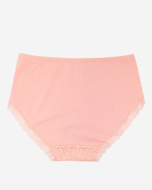 Світло-рожеві жіночі бавовняні трусики з мереживом PLUS SIZE - Нижня білизна