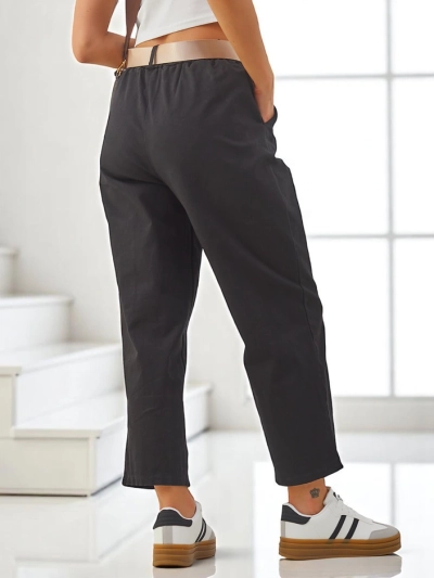 Royalfashion Baumwoll gerade Damenstoffhose