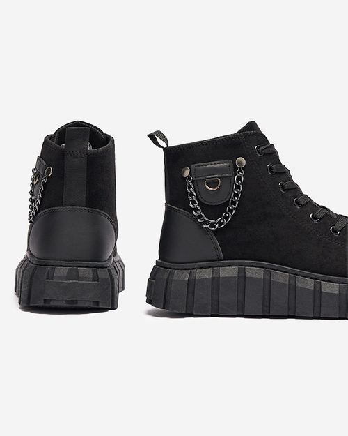 Чорні жіночі спортивні черевики на шнурівці з прикрасами Tamti - Взуття