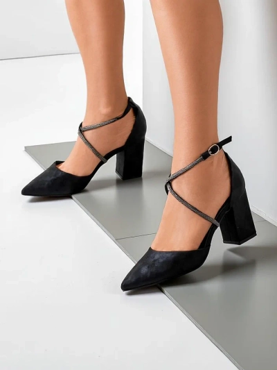 Royalfashion Damen Pumps aus ökologischer Wildleder mit Riemen Eurole