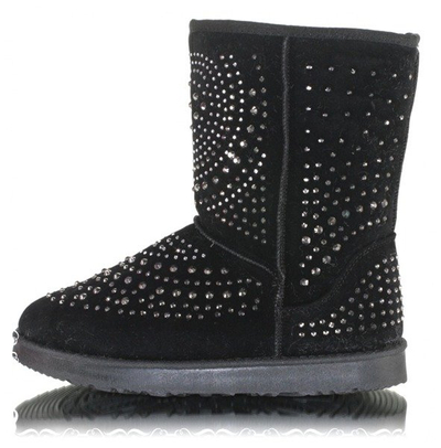 Czarne śniegowce emo z dżetami - Obuwie