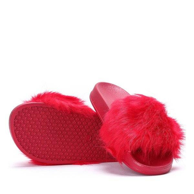 OUTLET Rote Hausschuhe mit Fell Millie-Schuhe