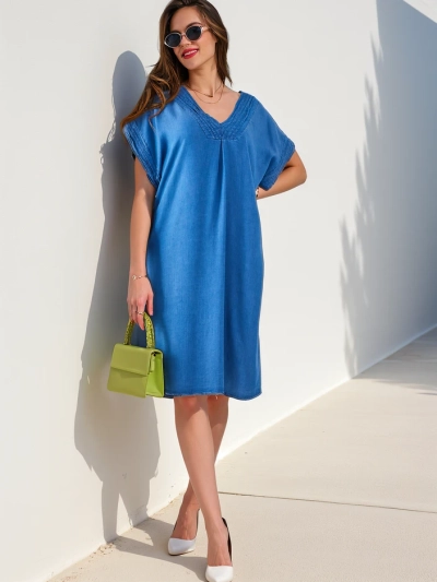 Royalfashion Einfache Damen-Tunika, die einem Jeanskleid ähnelt