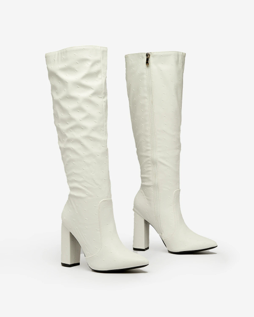 Жіночі черевики Royalfashion Білі з тисненням Barbelitta