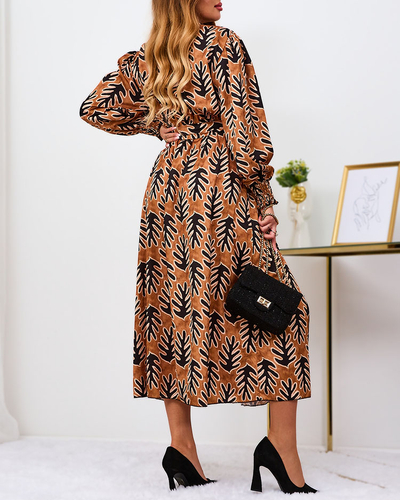 Royalfashion Camel gemustertes Damen Maxikleid